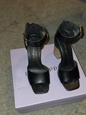 Madden Girl Black Block Heel Ankle-Strap Sandals